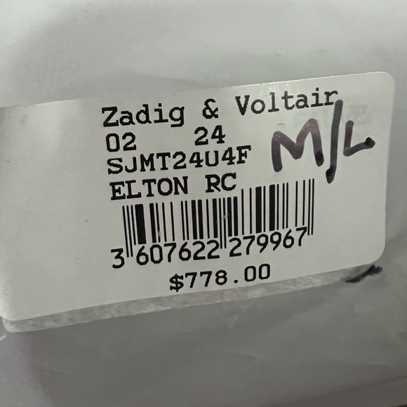 $778 Zadig & Voltaire Elton Recycled Cashmere Cardigan Sweater in Cream NWT - Picture 2 of 3